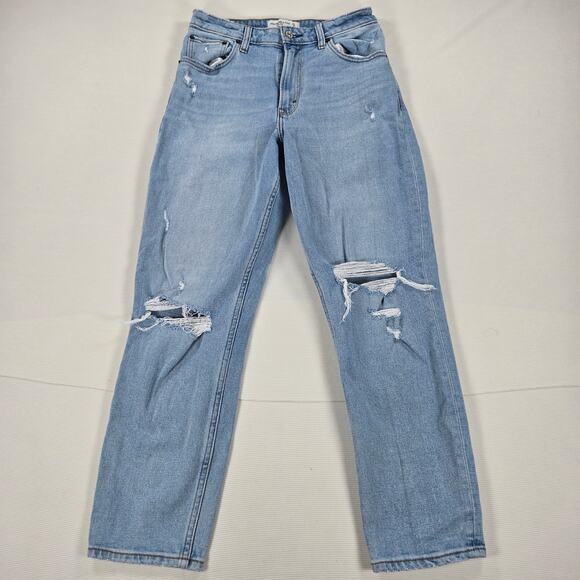 Abercrombie & Fitch High Rise The Mom Curve Love Distressed Jean Women's Size 27 - Picture 1 of 7